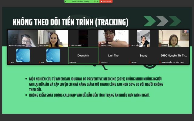 Coaching Kiến thức tập luyện qua Zoom - tracking trong ăn uống giúp bạn kiểm soát vi chất dinh dưỡng
